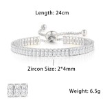 Oval Crystal Tennis Bracelets for Women Korean Fashion Gold Color Adjustable Zircon Chain on Hand Bangle Jewelry Friend Gift 207