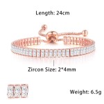 Oval Crystal Tennis Bracelets for Women Korean Fashion Gold Color Adjustable Zircon Chain on Hand Bangle Jewelry Friend Gift 207