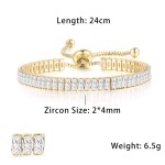 Oval Crystal Tennis Bracelets for Women Korean Fashion Gold Color Adjustable Zircon Chain on Hand Bangle Jewelry Friend Gift 207