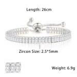 Oval Crystal Tennis Bracelets for Women Korean Fashion Gold Color Adjustable Zircon Chain on Hand Bangle Jewelry Friend Gift 207