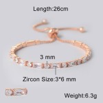 Oval Crystal Tennis Bracelets for Women Korean Fashion Gold Color Adjustable Zircon Chain on Hand Bangle Jewelry Friend Gift 207