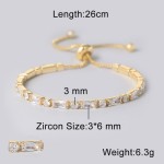 Oval Crystal Tennis Bracelets for Women Korean Fashion Gold Color Adjustable Zircon Chain on Hand Bangle Jewelry Friend Gift 207
