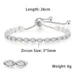 Oval Crystal Tennis Bracelets for Women Korean Fashion Gold Color Adjustable Zircon Chain on Hand Bangle Jewelry Friend Gift 207