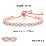 Oval Crystal Tennis Bracelets for Women Korean Fashion Gold Color Adjustable Zircon Chain on Hand Bangle Jewelry Friend Gift 207