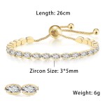 Oval Crystal Tennis Bracelets for Women Korean Fashion Gold Color Adjustable Zircon Chain on Hand Bangle Jewelry Friend Gift 207