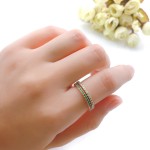 Classical Multicolor Cubic Zirconia Wedding Ring in Rose Gold