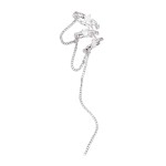 Silver Heart Tassel Ear Cuff with Zircon, No Piercing Cartilage Clip Earring