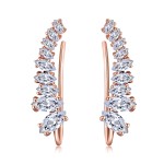 Silver Heart Tassel Ear Cuff with Zircon, No Piercing Cartilage Clip Earring
