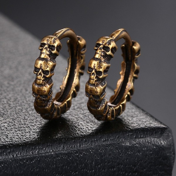 Skull Hoop Earrings for Men and Women, Silver Punk Rock Jewelry