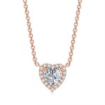Heart Pendant Necklace for Women with Cubic Zirconia Rose Gold Choker Chain