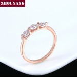 Classic CZ Crystal Engagement Wedding Ring for Women, Rose Gold Tone