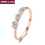 Classic CZ Crystal Engagement Wedding Ring for Women, Rose Gold Tone