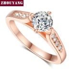Classic Prong-Setting CZ Rose Gold Engagement Ring for Women