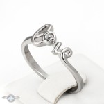 Austrian Crystal Love Ring for Women, Silver Tone, Full Sizes
