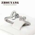 Austrian Crystal Love Ring for Women, Silver Tone, Full Sizes