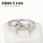 Austrian Crystal Love Ring for Women, Silver Tone, Full Sizes