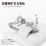 Austrian Crystal Love Ring for Women, Silver Tone, Full Sizes