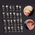 Fake Piercing Nose Ring Cuff Clip-On Body Jewelry for Women