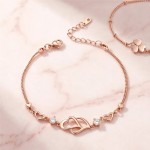 Rose Gold Double Heart Bracelet with Cubic Zirconia for Women