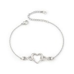Rose Gold Double Heart Bracelet with Cubic Zirconia for Women