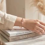Rose Gold Double Heart Bracelet with Cubic Zirconia for Women