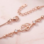 Rose Gold Double Heart Bracelet with Cubic Zirconia for Women