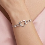 Rose Gold Double Heart Bracelet with Cubic Zirconia for Women