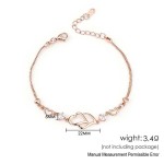 Rose Gold Double Heart Bracelet with Cubic Zirconia for Women
