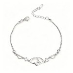 Rose Gold Double Heart Bracelet with Cubic Zirconia for Women