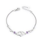 Rose Gold Double Heart Bracelet with Cubic Zirconia for Women