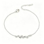 Minimalist Olive Leaf Cubic Zirconia Bracelet for Women