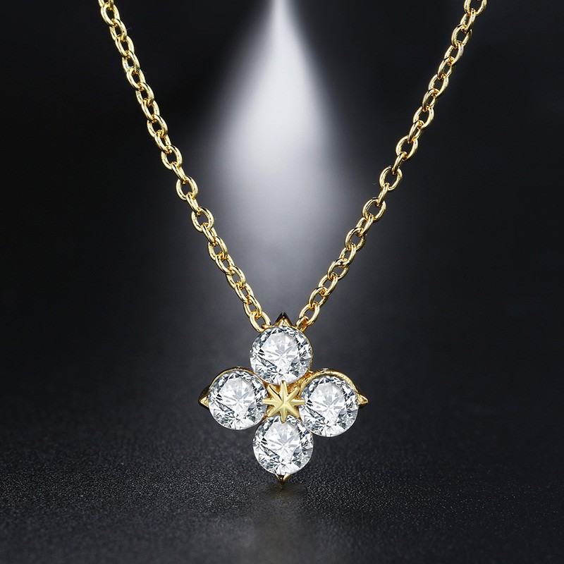 Crystal Flower Pendant Necklace for Women Gold Color Choker