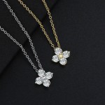 Crystal Flower Pendant Necklace for Women Gold Color Choker