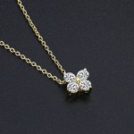 Crystal Flower Pendant Necklace for Women Gold Color Choker