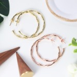 Simple Bamboo Circle Hoop Earrings for Women Rose Gold