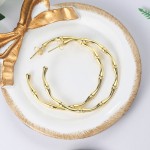 Simple Bamboo Circle Hoop Earrings for Women Rose Gold