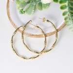 Simple Bamboo Circle Hoop Earrings for Women Rose Gold