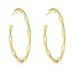 Simple Bamboo Circle Hoop Earrings for Women Rose Gold