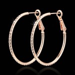 Rose Gold Round Crystal Hoop Earrings for Women