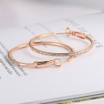 Rose Gold Round Crystal Hoop Earrings for Women