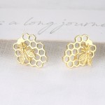 Aesthetic Bee & Honeycomb Stud Earrings for Women