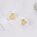 Aesthetic Bee & Honeycomb Stud Earrings for Women