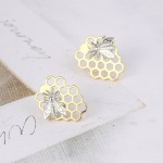 Aesthetic Bee & Honeycomb Stud Earrings for Women