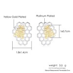 Aesthetic Bee & Honeycomb Stud Earrings for Women