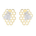 Aesthetic Bee & Honeycomb Stud Earrings for Women