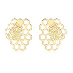 Aesthetic Bee & Honeycomb Stud Earrings for Women