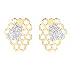Aesthetic Bee & Honeycomb Stud Earrings for Women