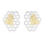 Aesthetic Bee & Honeycomb Stud Earrings for Women