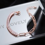 Asymmetric Paper Clip Tennis Bracelet with Zircon for Women