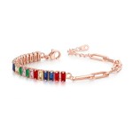Asymmetric Paper Clip Tennis Bracelet with Zircon for Women